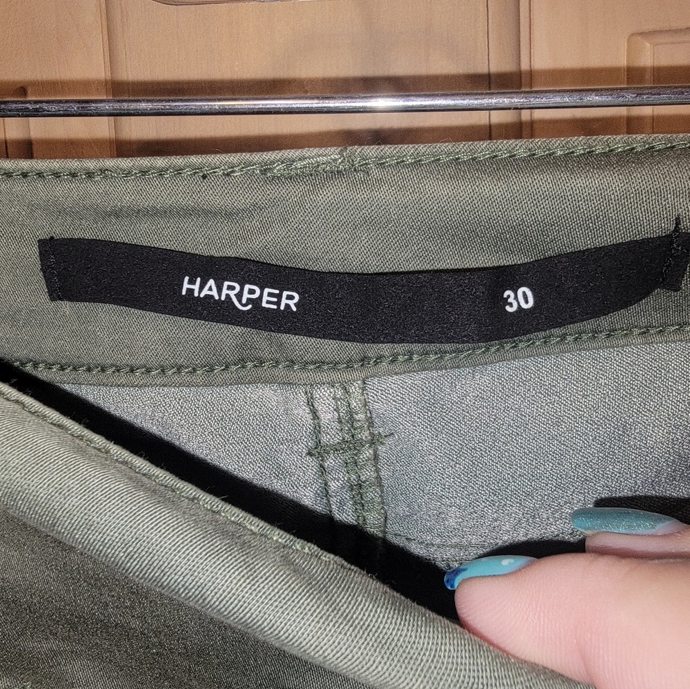 Misses sz 8 Harper Olive Green pants with zippers and ribbing Skinny - Picture 3 of 8